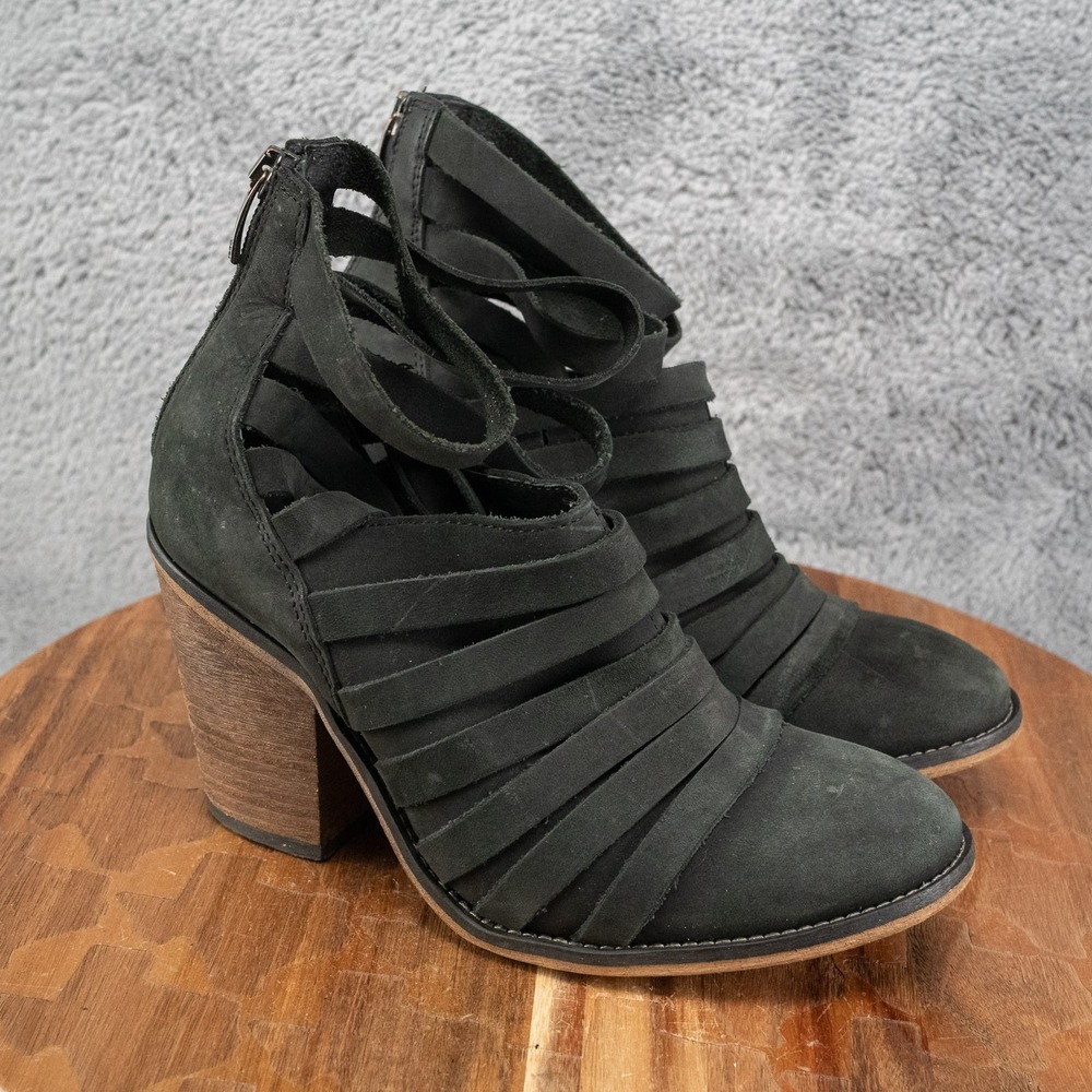 Free People Hybrid Strappy Heel Boot Black Leatherā Women's Size 37 US 7